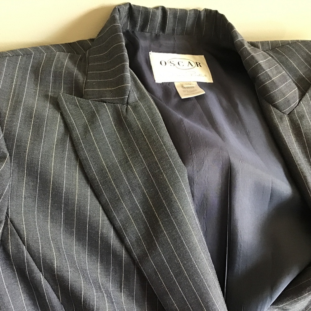 Oscar De La Renta Womens Pin Stripe Blazer Jacket